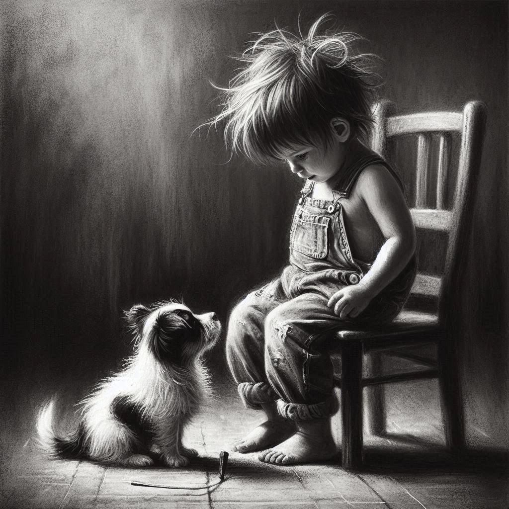 Dramatic Charcoal Drawing Generated by AI