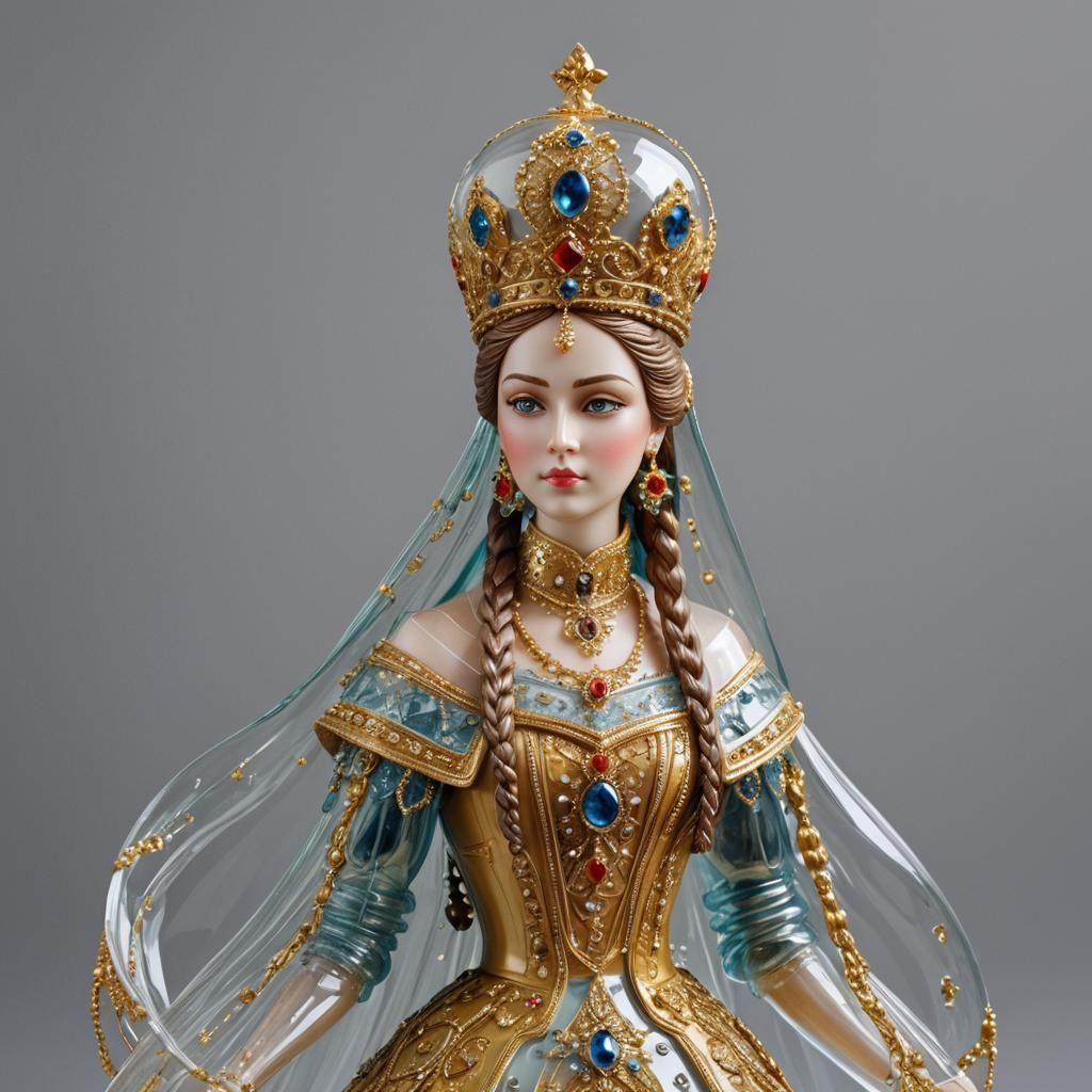 Elegant Glass Sculpture of a Tsarina