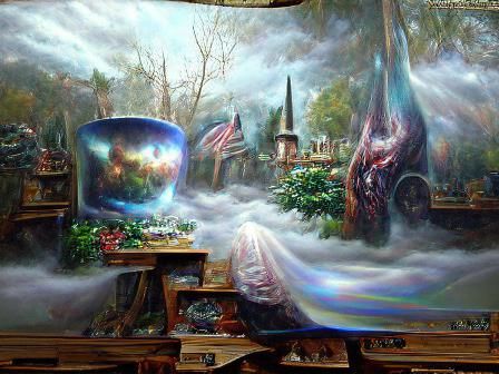 Surreal Magic Potion Horror in Ethereal Style