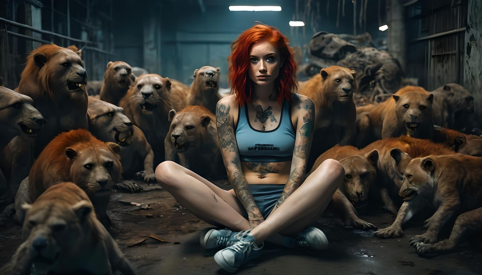 Dystopian Portrait of a Redhead in Cinematic Style