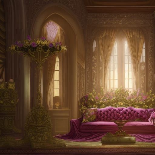 Opulent Floral Elvan Throne Room in Unreal Engine 5