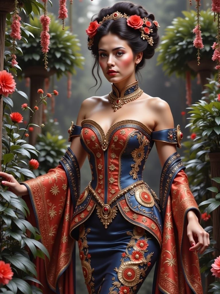 Elegant Portrait of Sauvanne in Elaborate Costume