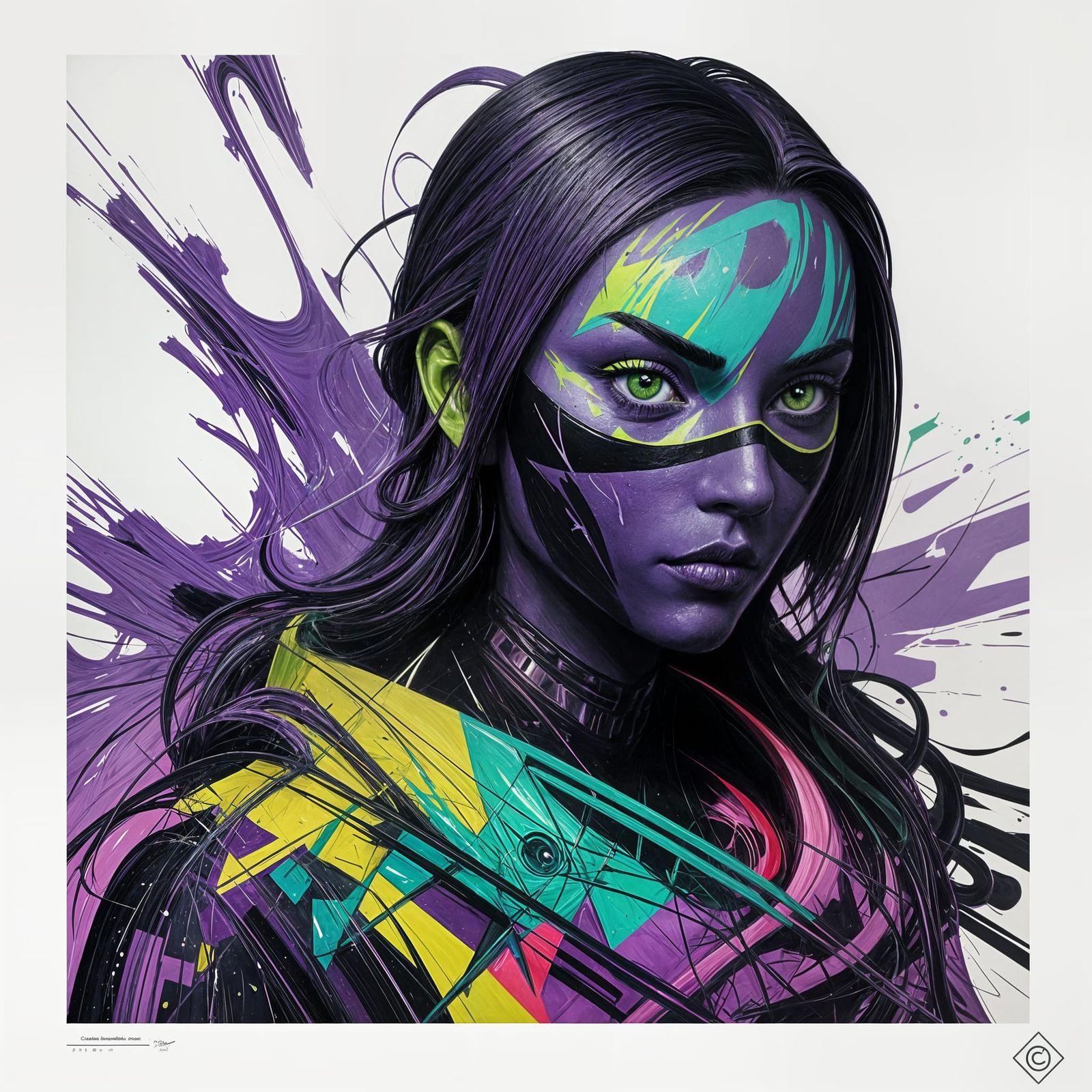 Colorful Cubist Graffiti River Landscape