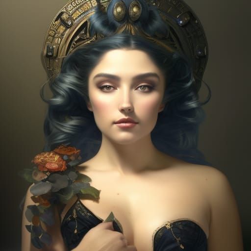 Voluptuous Goddess with Cosmic Stars in Hair