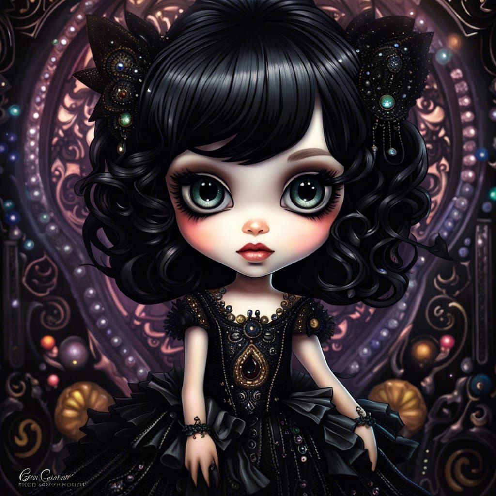 Deco Goth Chibi Pixie Portrait in Ultra-HD