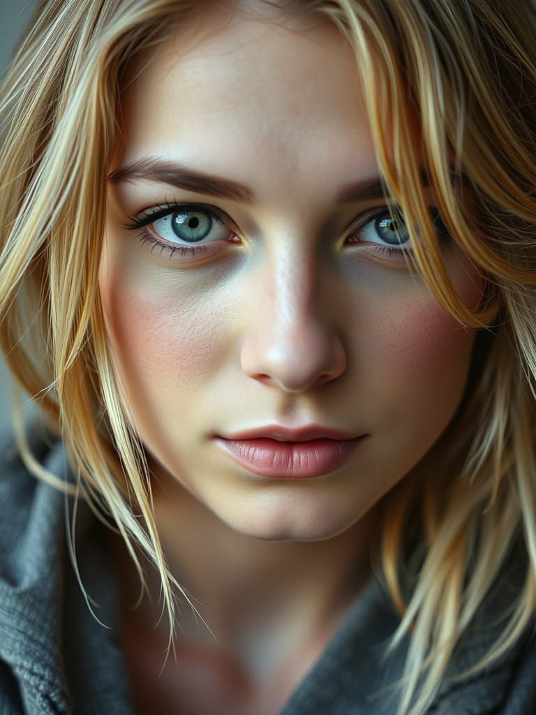 Beautiful Woman with Dirty Blonde Hair in Natural Portrait