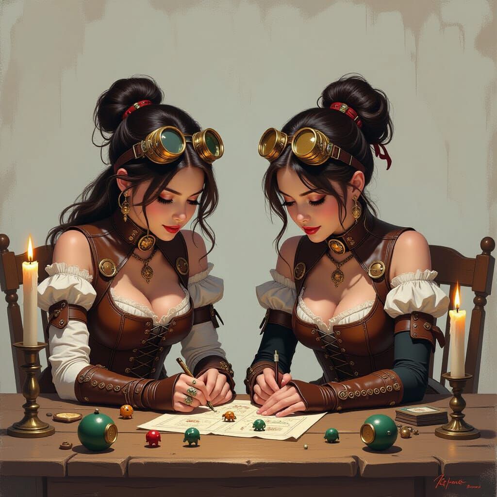 Steampunk Girls Play D&D in Rothko-Inspired Fantasy Art
