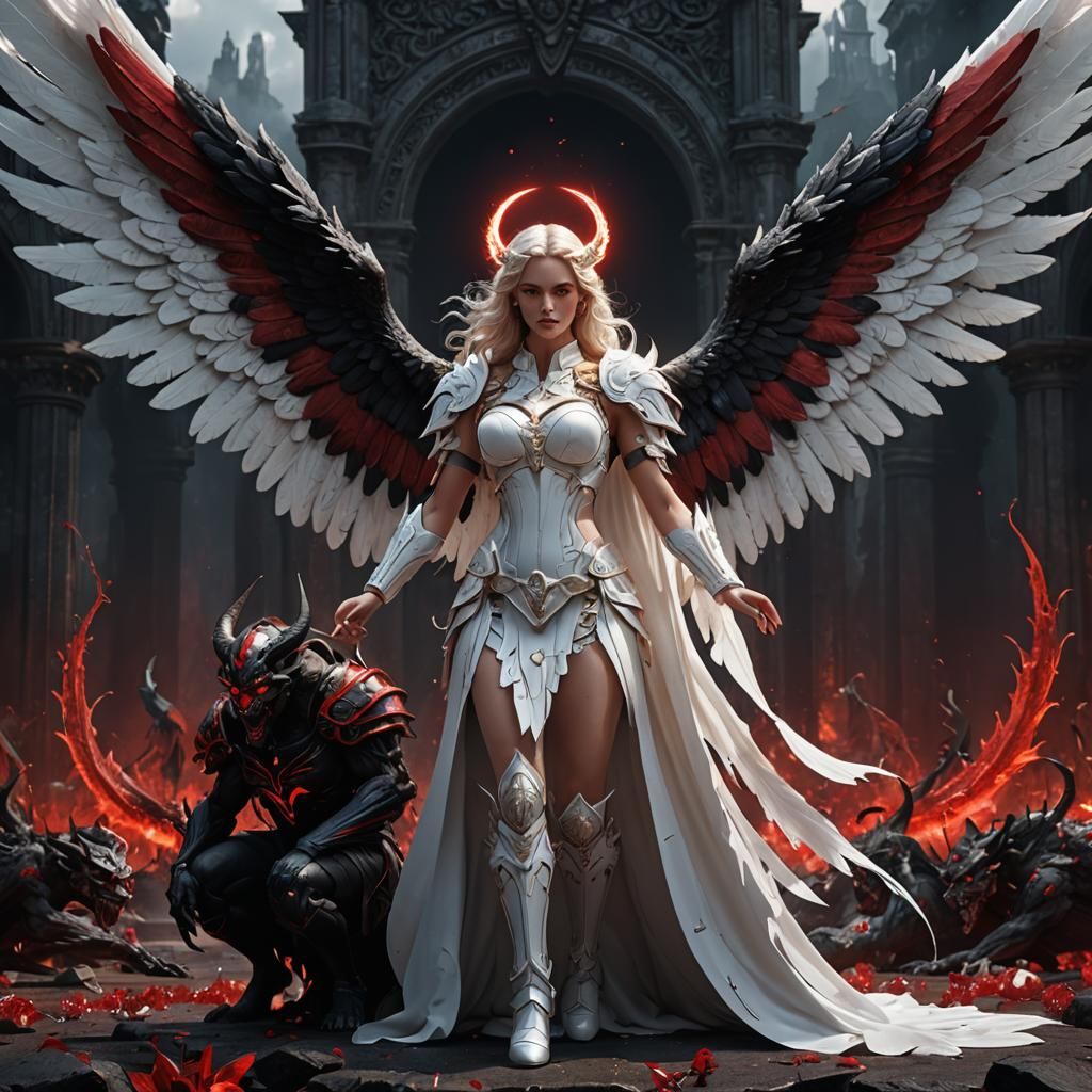 Angel Confronts Demon: Fantasy Concept Art