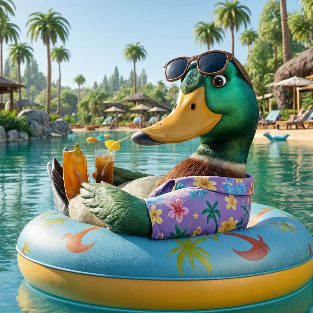 Mallard Duck on Holiday: Digital Animation Style