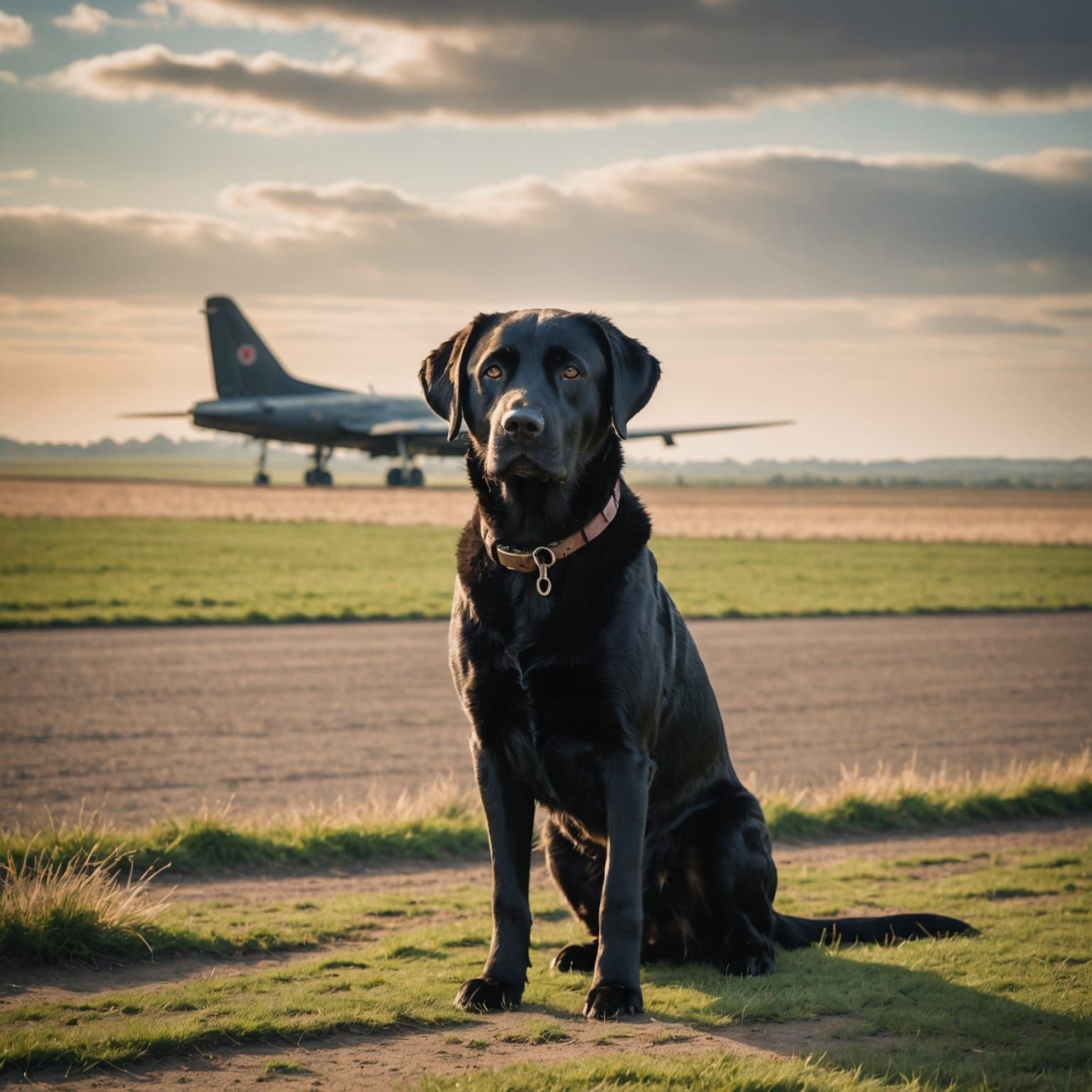 Labrador on RAF Scampton Airfield in Impressionist Style