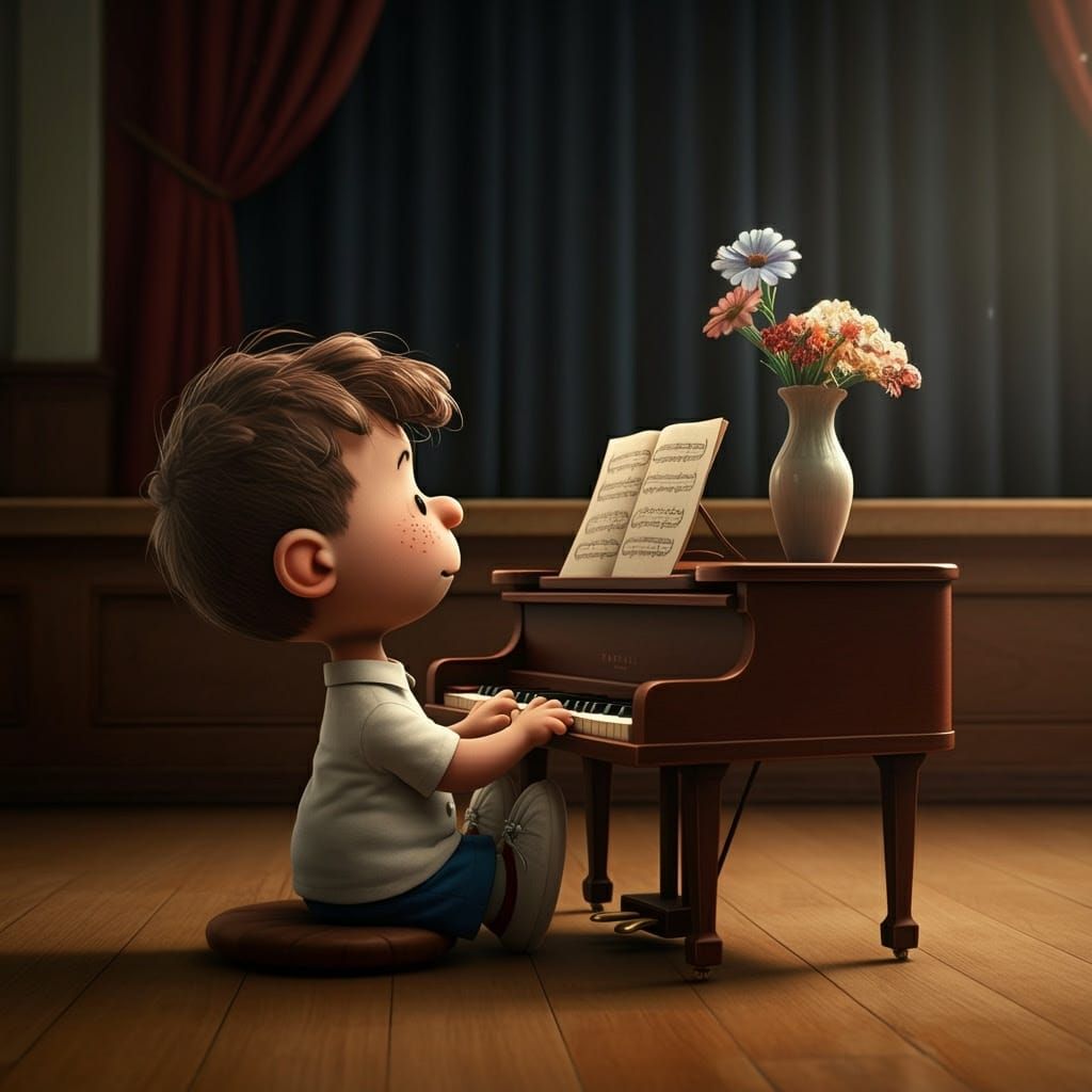 Schroeder Plays Piano: Hyperrealistic CGI Render