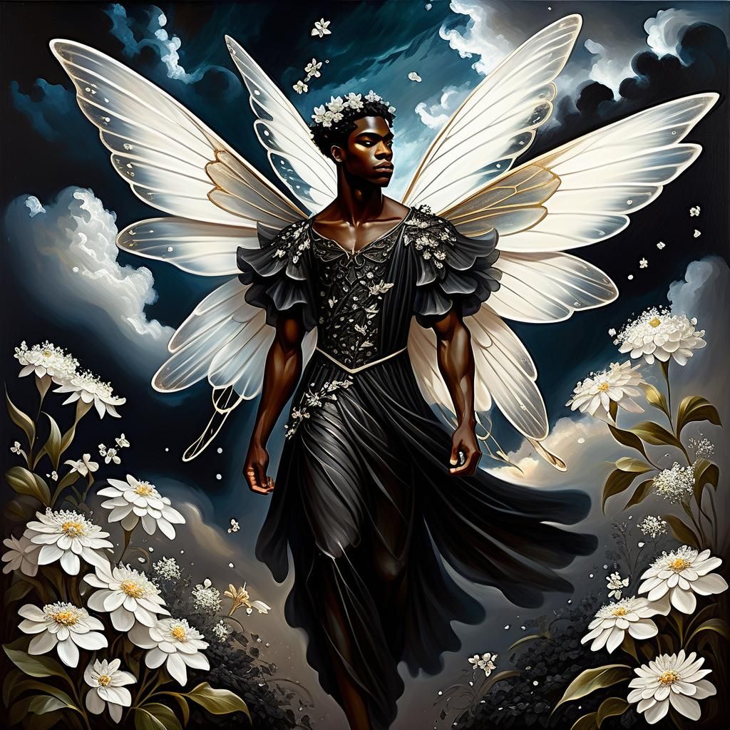 Elegant Dark Fantasy Fairy in Victorian Style