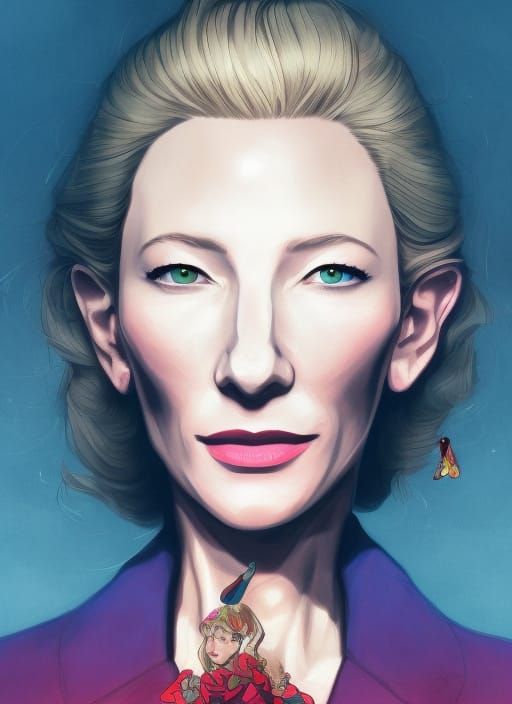 Colorful Portrait in Book Illustration Style