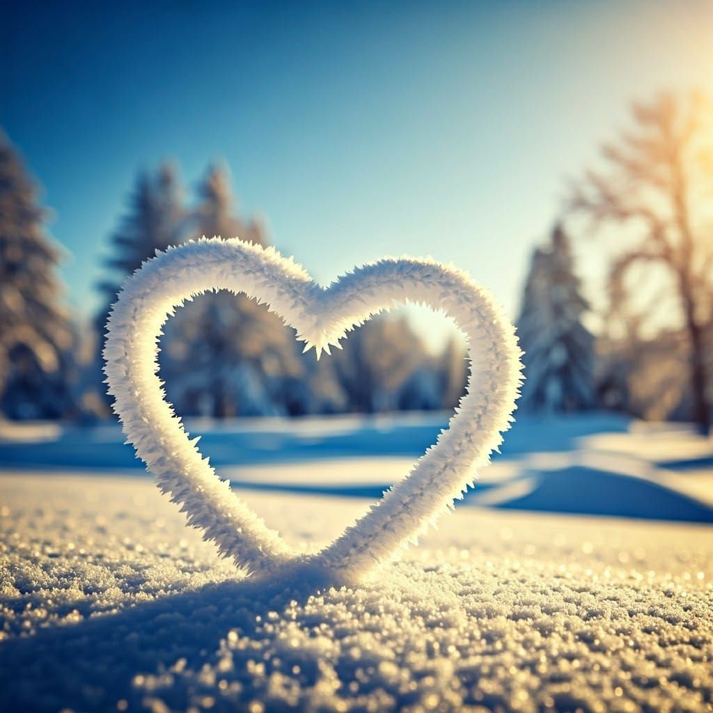 Frosty Heart Sculpture in Winter Wonderland