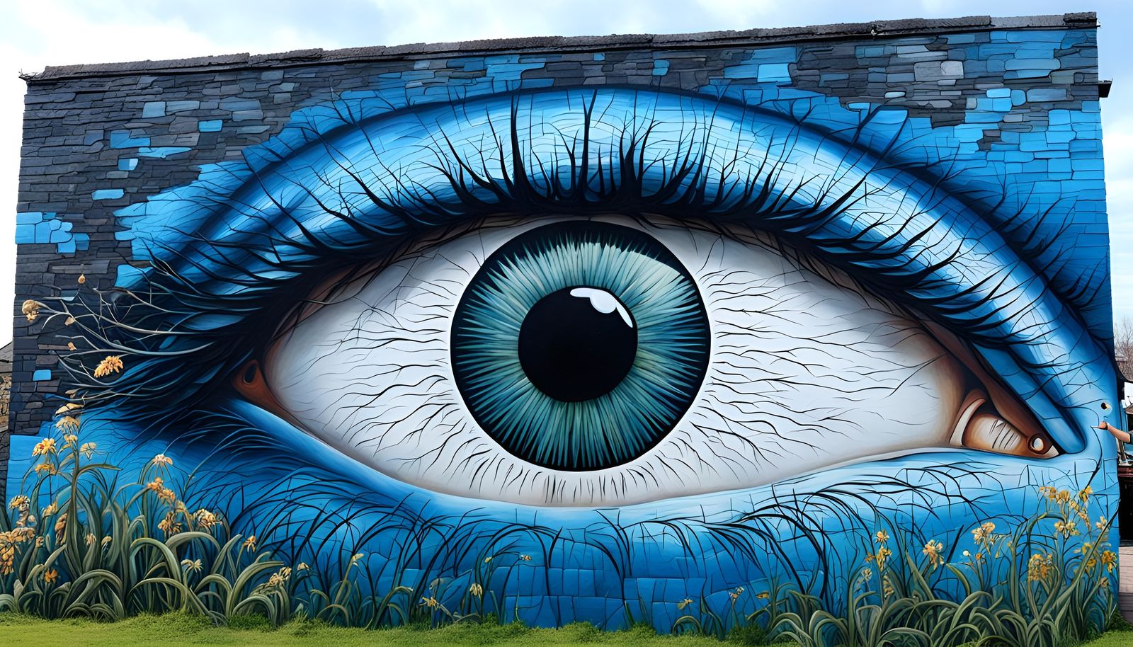 Eye-Deceiving Mural in Trompe-l'Oeil Style