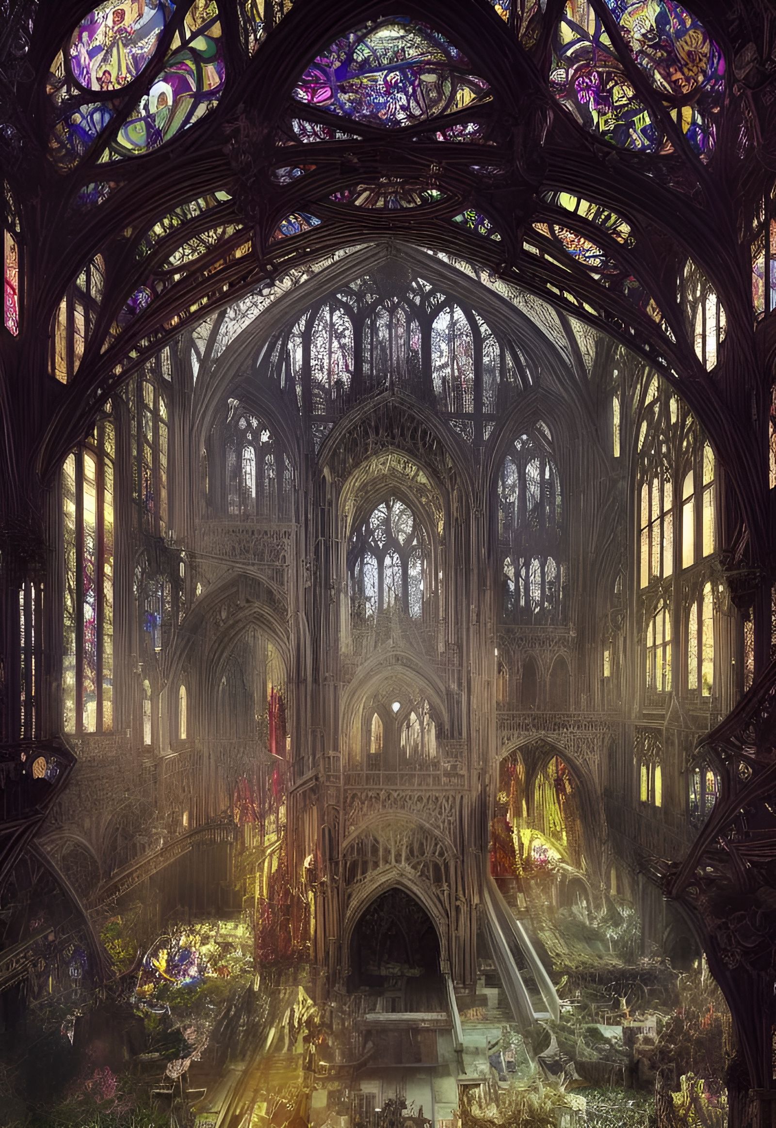 Epic Stained Glass Gothic Cathedral Illustration