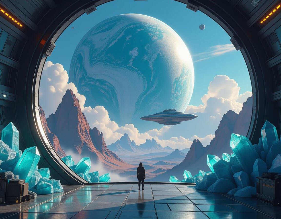 Spacecraft Basement with Amazonite Minerals and Colossus Pla...