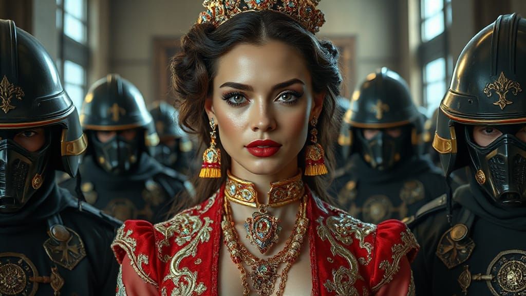 Hyper-Realistic Portrait of Model in Ornate Attire