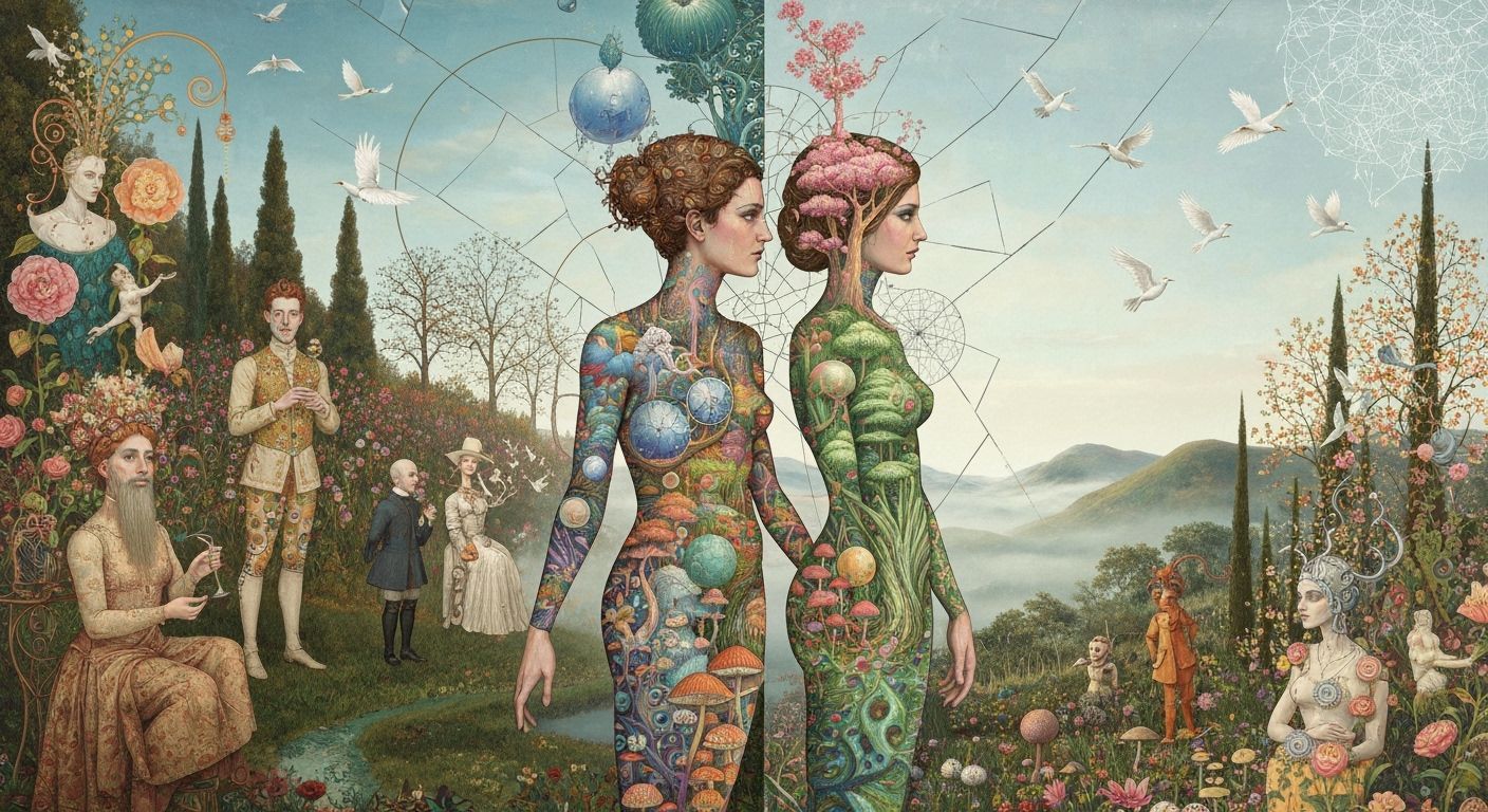 Surreal Garden Party in a Dreamlike Mindscape