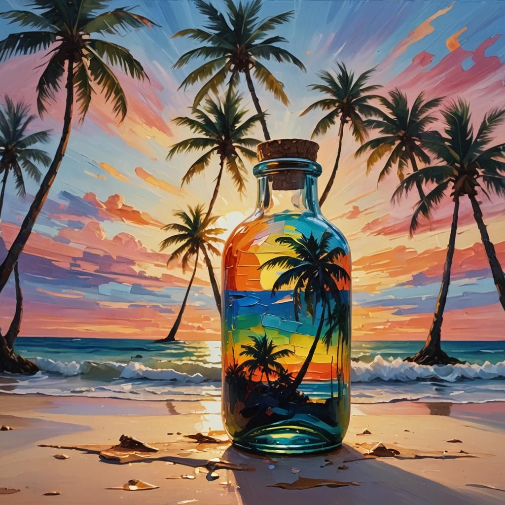 Message in a Bottle: Expressionist Oil Painting