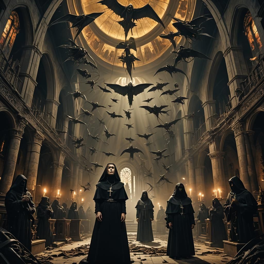Killer Nun in Demonic Church: Dark Surrealism