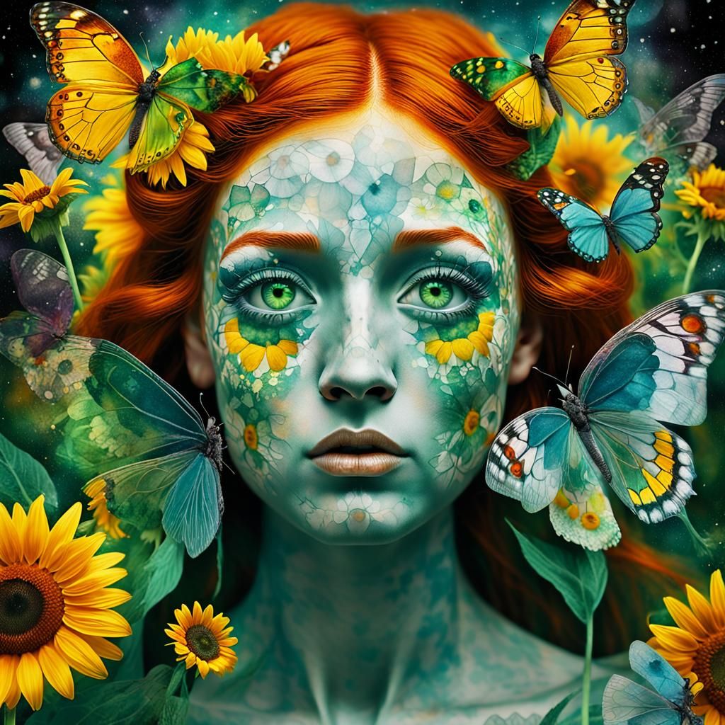 Winged Flower Fairy in Surreal Dreamscape