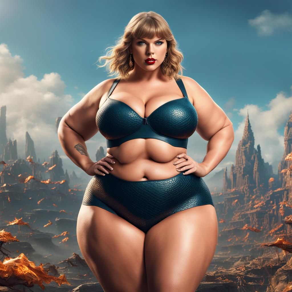 Provocative Obese Woman: Detailed Matte Painting