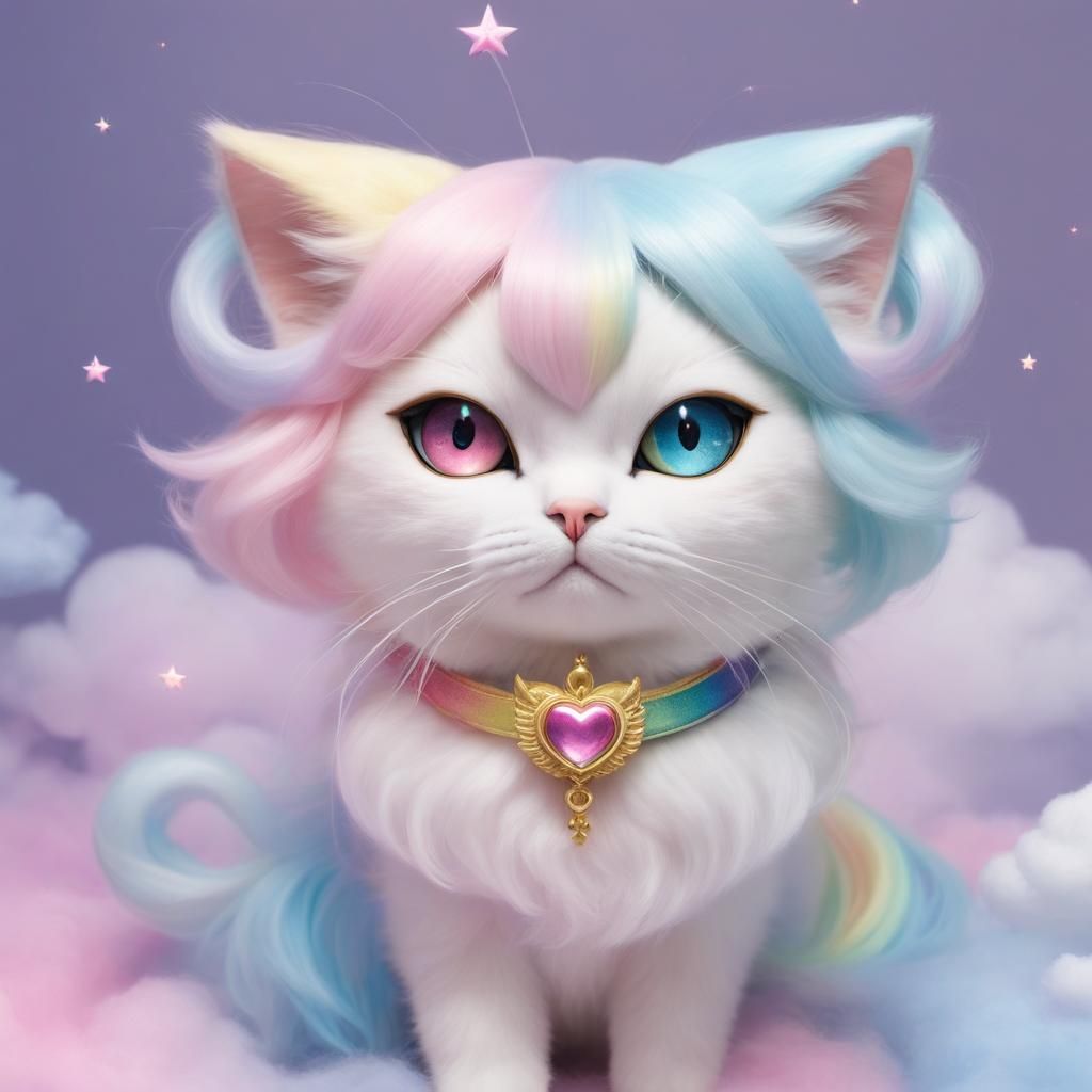 sailor moon heart stars cat Luna rainbow brite cat sailor moon cat Big eyes Blythe Doll big eyes Vintage Japanese kawaii...