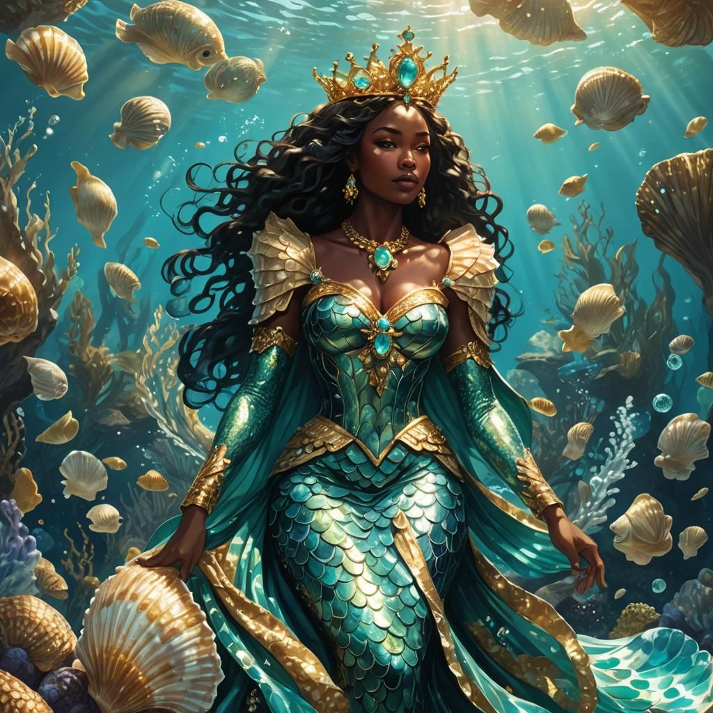 Majestic Mermaid Queen Ruling Underwater Kingdom