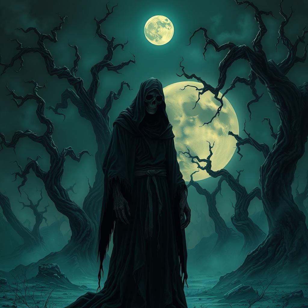 Ghastly Figure in Dark Biomechanical Surrealism