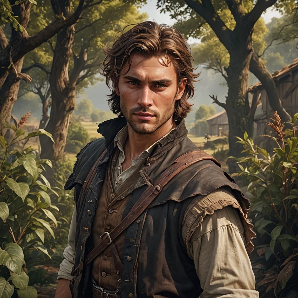 Hyperrealistic Portrait of a Handsome Farmer in Unreal Engin...