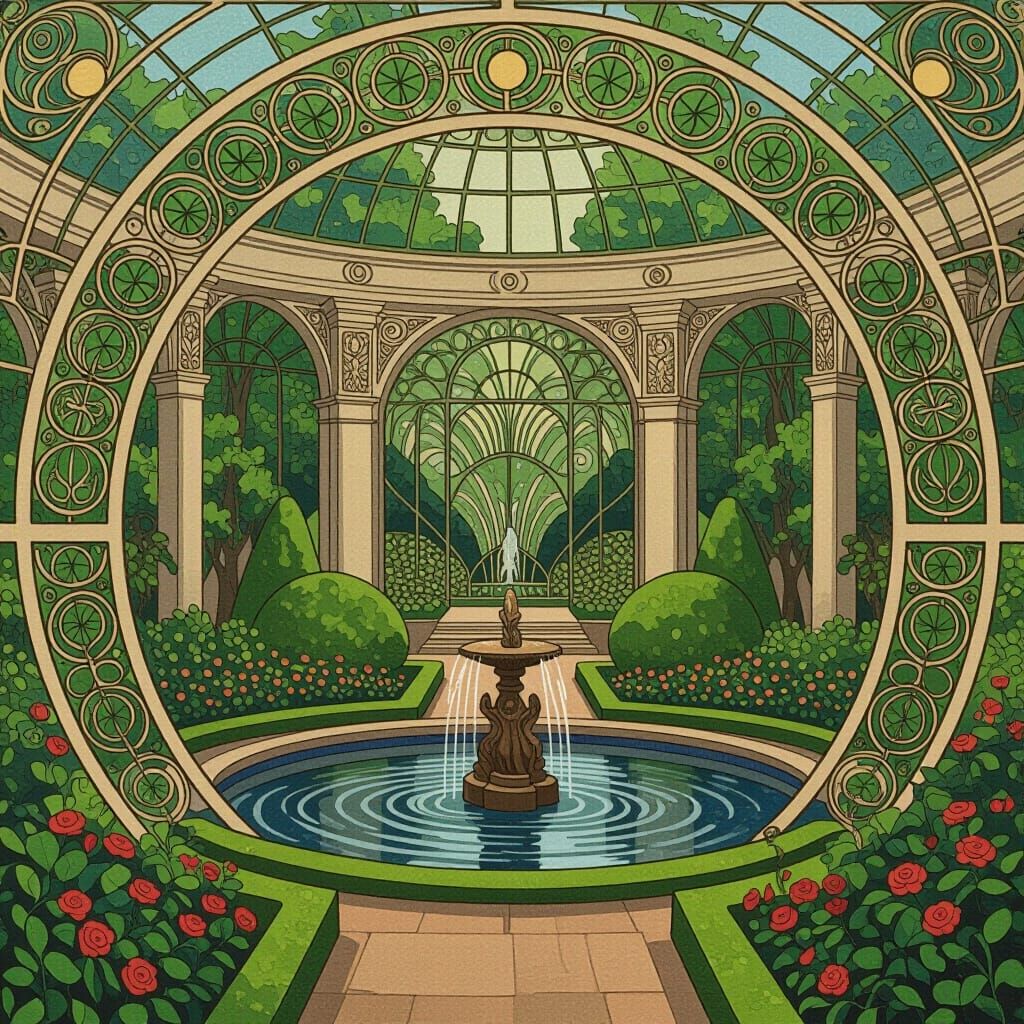 Art Nouveau Jazz Age Haven with Nature's Elegance