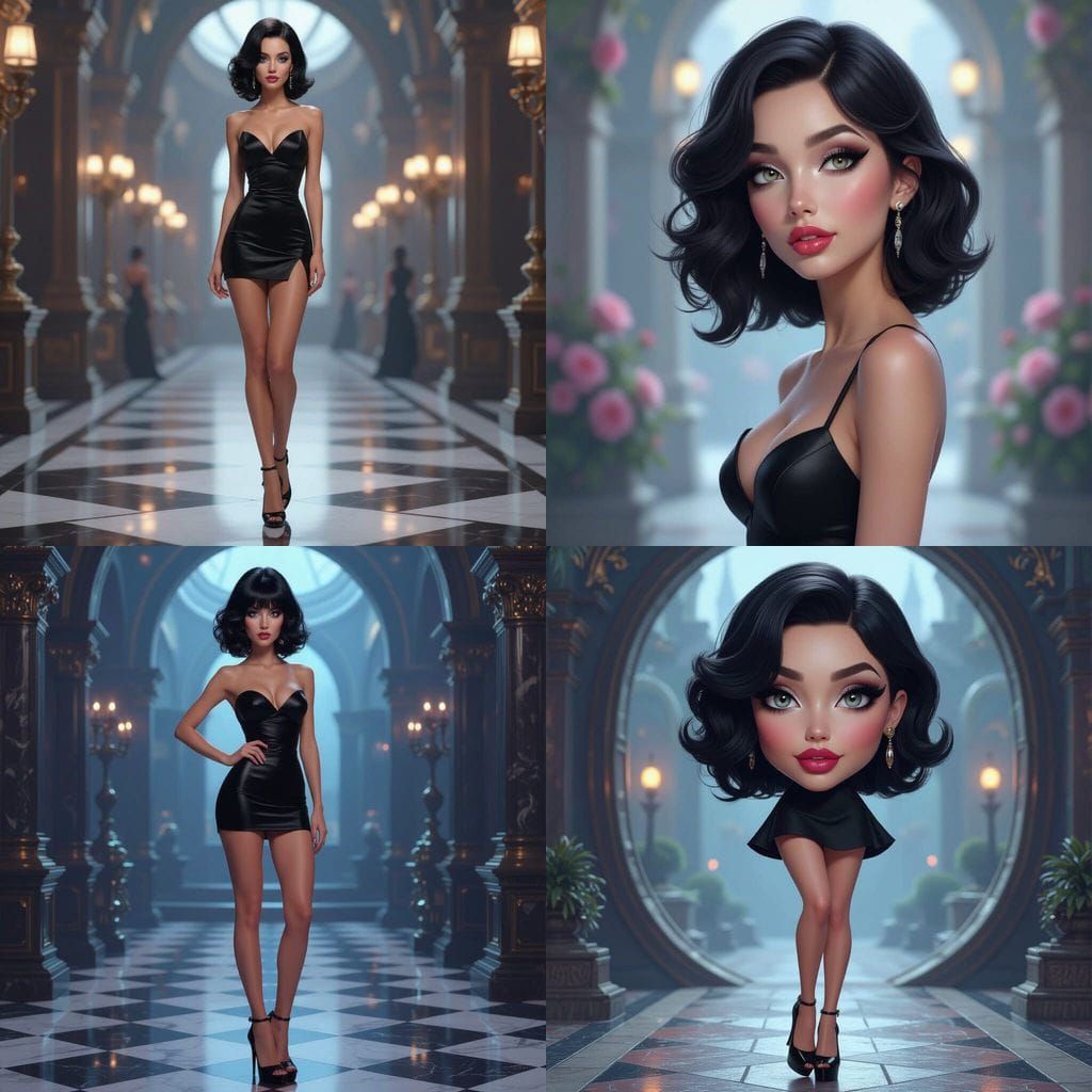 Beautiful Woman in Black Minidress for Prom