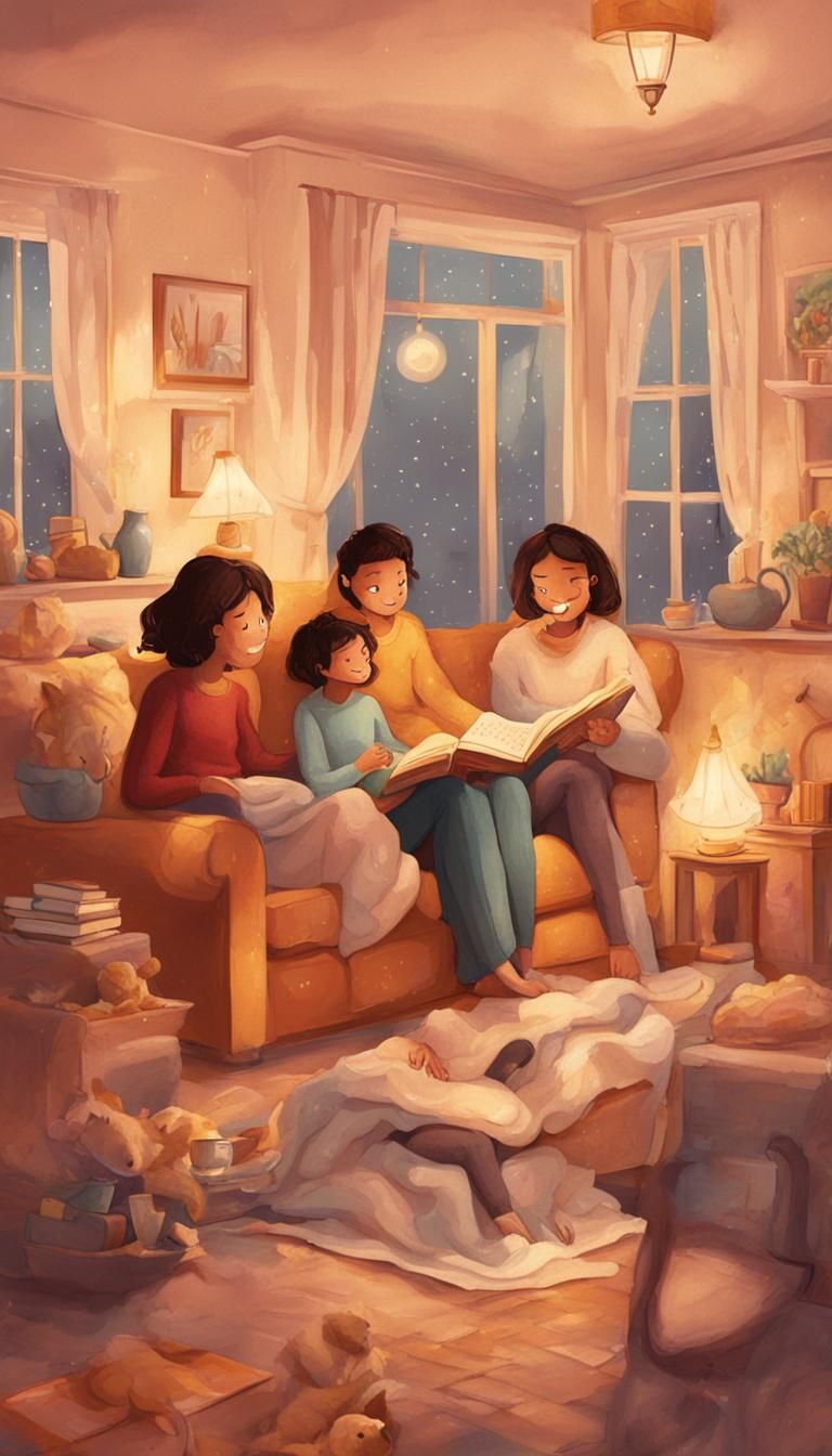 Cozy Family Scene in Homey Illustration