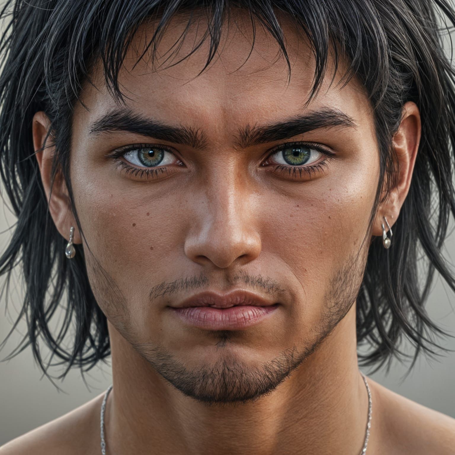 Handsome Mixed Asian Man: Detailed 3D Anime Art