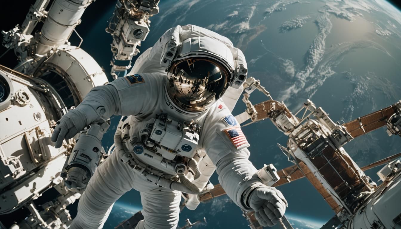 Astronaut Spacewalk Above Earth in Photorealistic Style