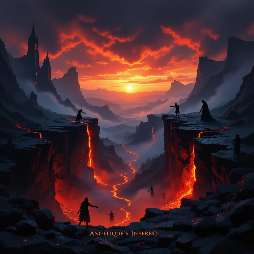 Infernal Underworld Landscape in a Surreal Style