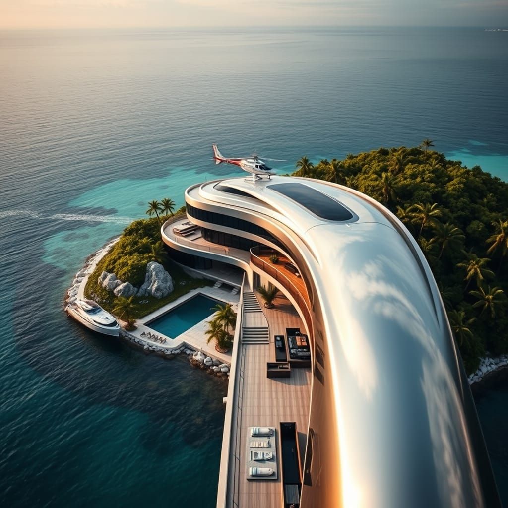 Luxurious Modern Island Estate in Polished Stainless Steel