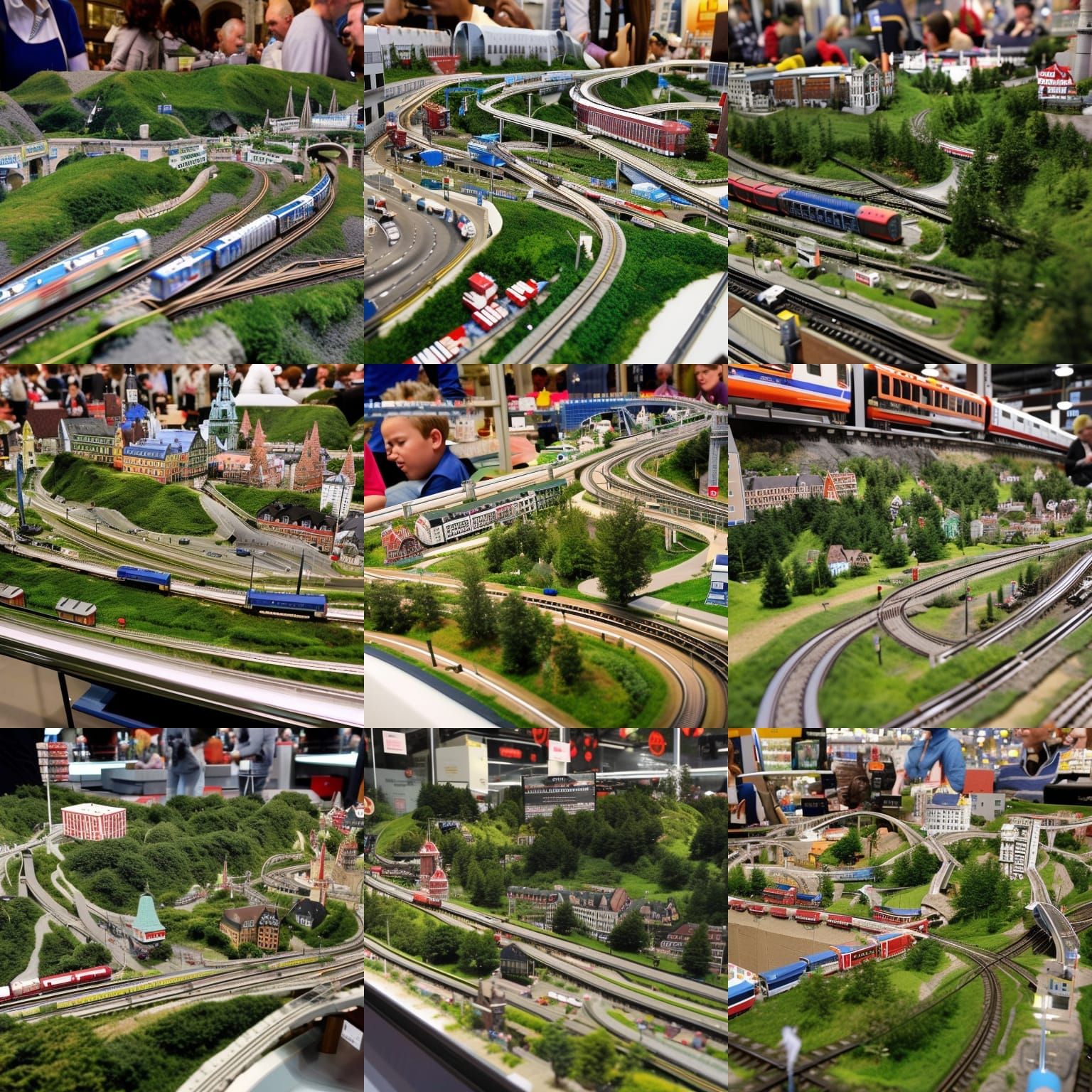 Detailed Miniature Town with Model Train Exhibit