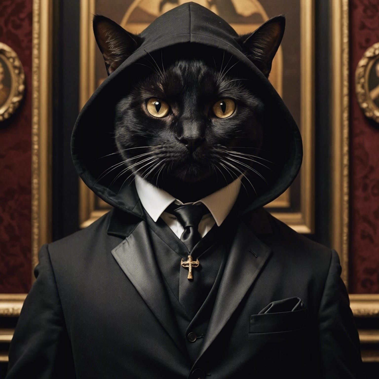 Cat in Godfather Style Dinner Suit