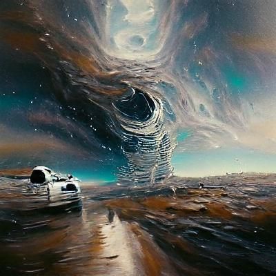 Interstellar Scene in Oil Painting Style