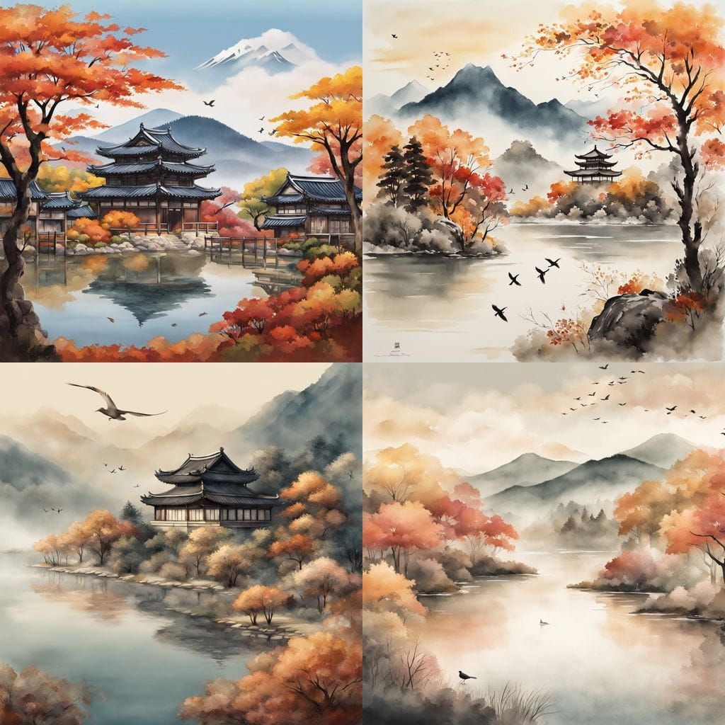 Korean Traditional Landscapes in Vibrant Fall Colors