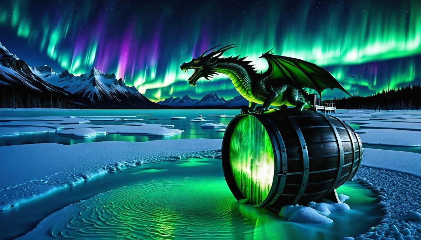 Impressive dragon barrel jumping on cool frozen lake