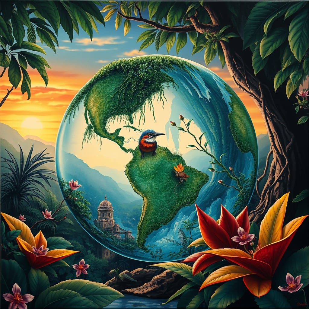 Ancient City Sunrise in Vibrant Gouache