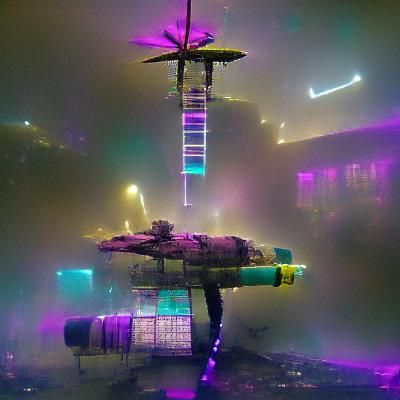 Space Station Liftoff From Foggy Ground