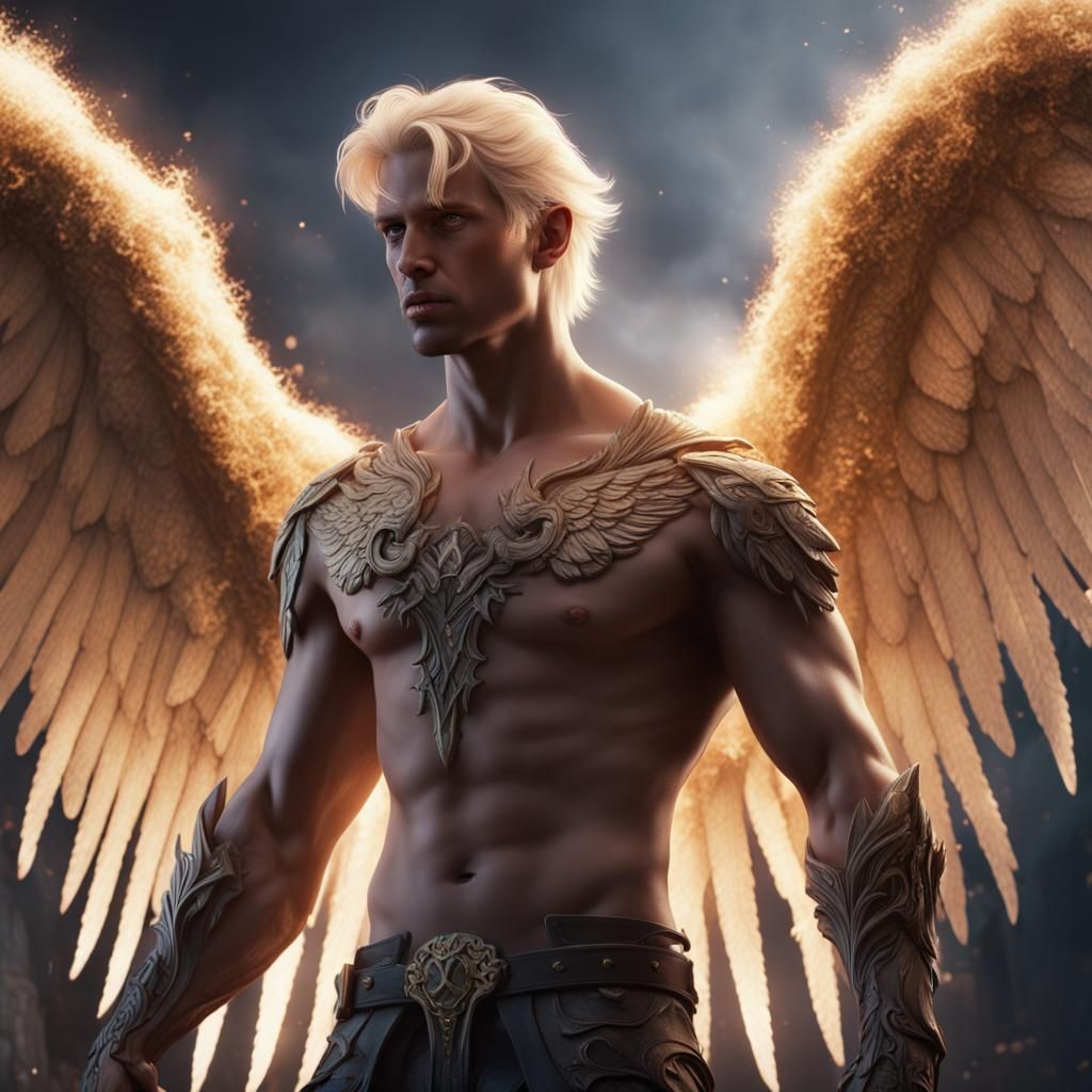 Fallen Angel with Piercing Eyes: Fantasy Concept Art
