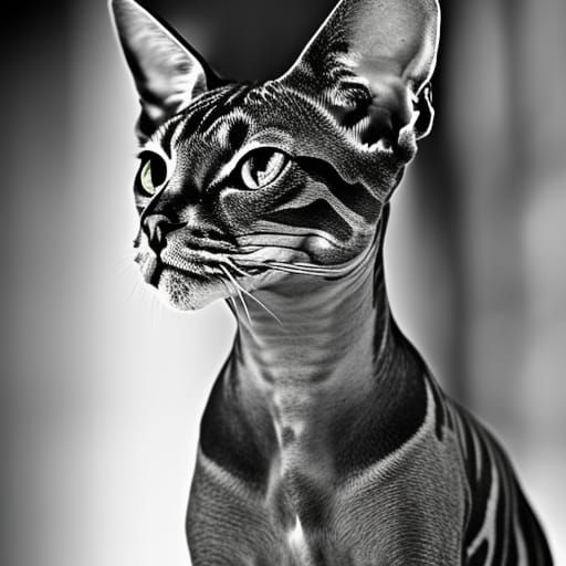 Sphynx Cat with Yakuza Tattoos, Photorealistic Portrait