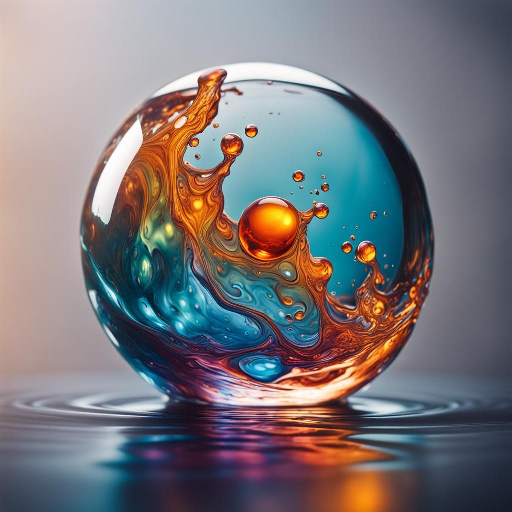 River in Glass Ball: Hyperrealistic Splash Art