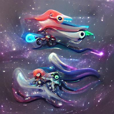 Cosmic Squids Drifting Through Space Nebula