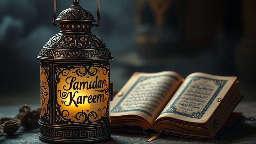 Ramadan Lantern in a Dreamy, Mystical Realm